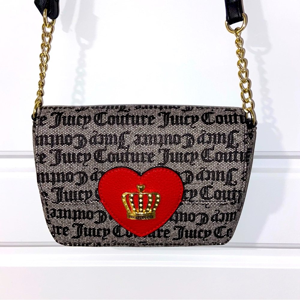 2/$99 Juicy Couture Valentine’s Day Red Heart Gothic Print Crossbody Purse